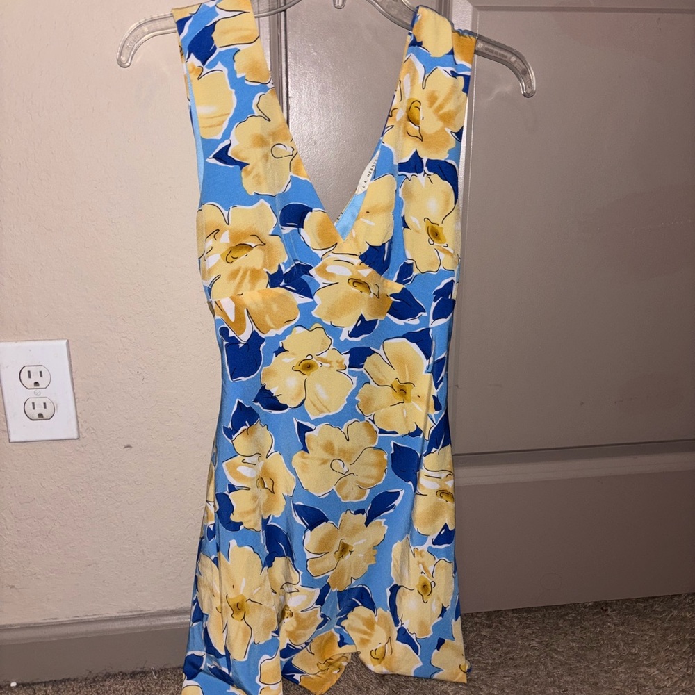La Hearts Blue and Yellow Floral Mini Dress